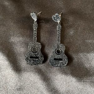 3/$22 black guitar earrings